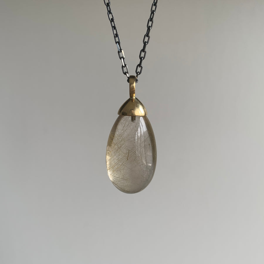Rutilated Quartz Pebble Necklace