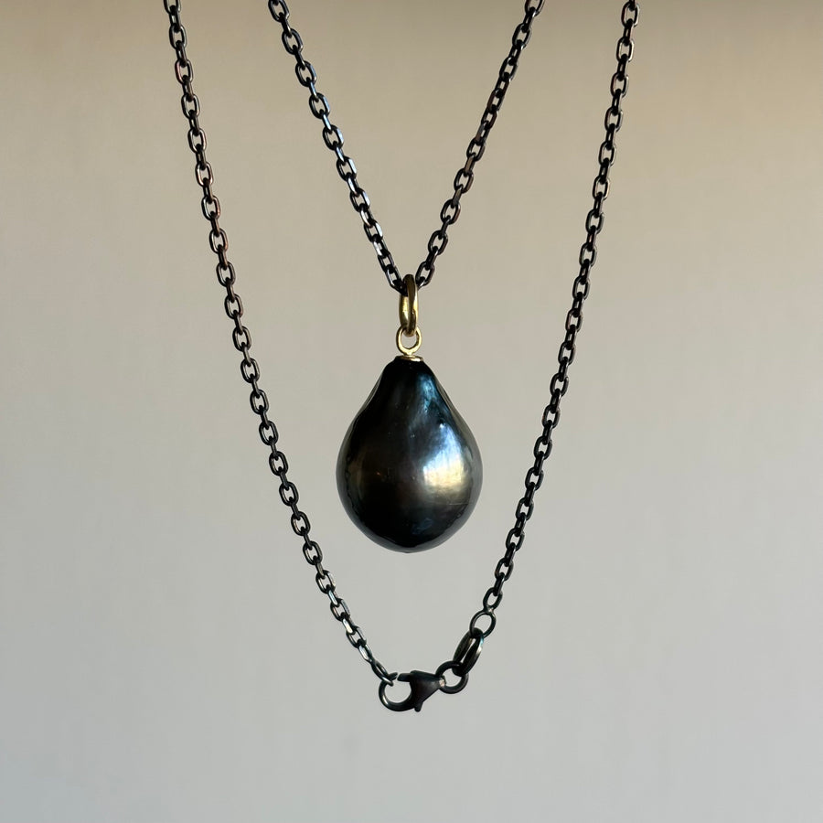 Large Black Tahitian Pearl Drop Pendant