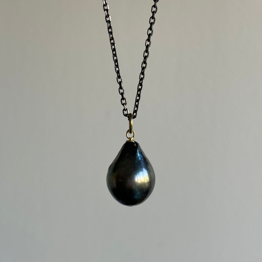 Large Black Tahitian Pearl Drop Pendant