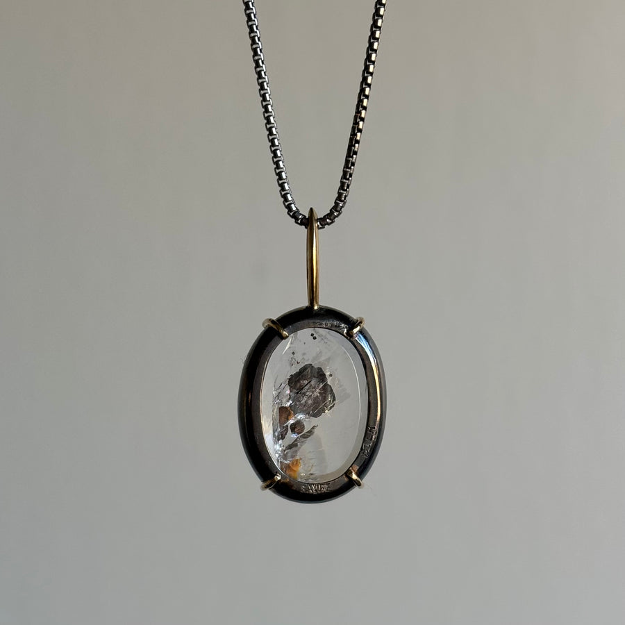 Oval Marcasite in Quartz Cabochon Pendant
