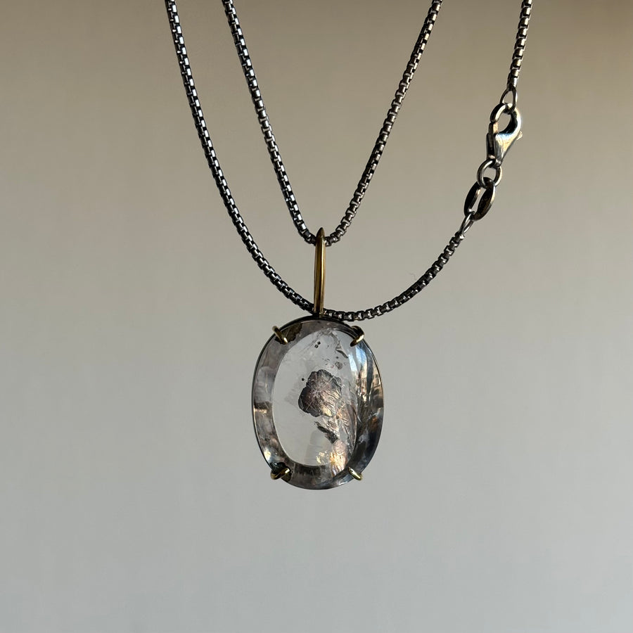 Oval Marcasite in Quartz Cabochon Pendant