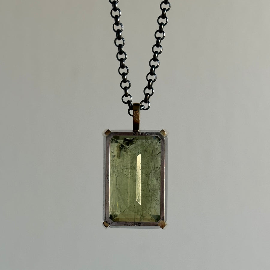 Green Beryl Emerald Cut Pendant