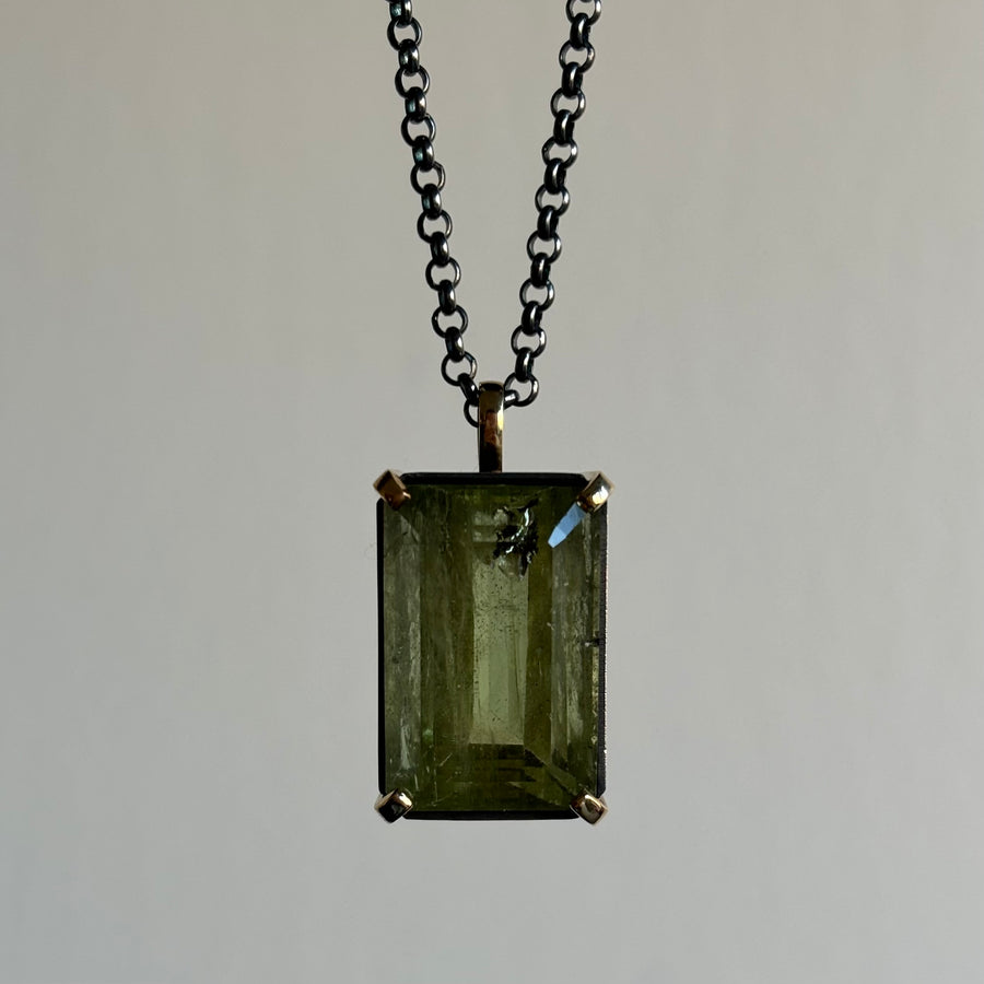 Green Beryl Emerald Cut Pendant