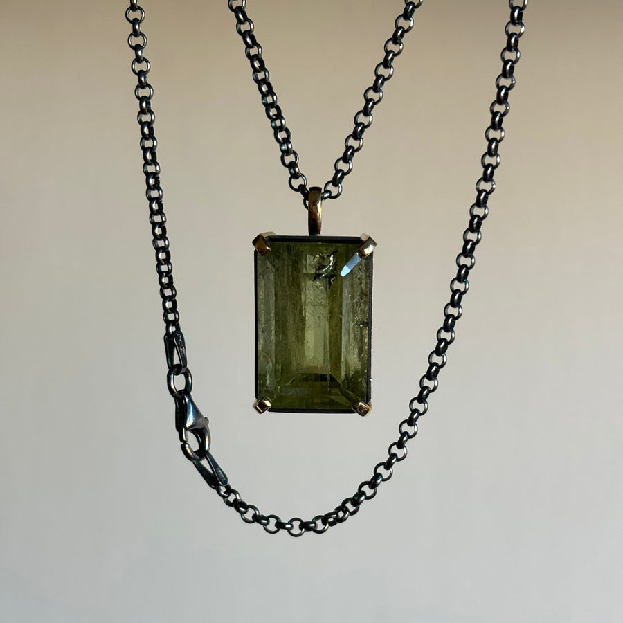 Green Beryl Emerald Cut Pendant