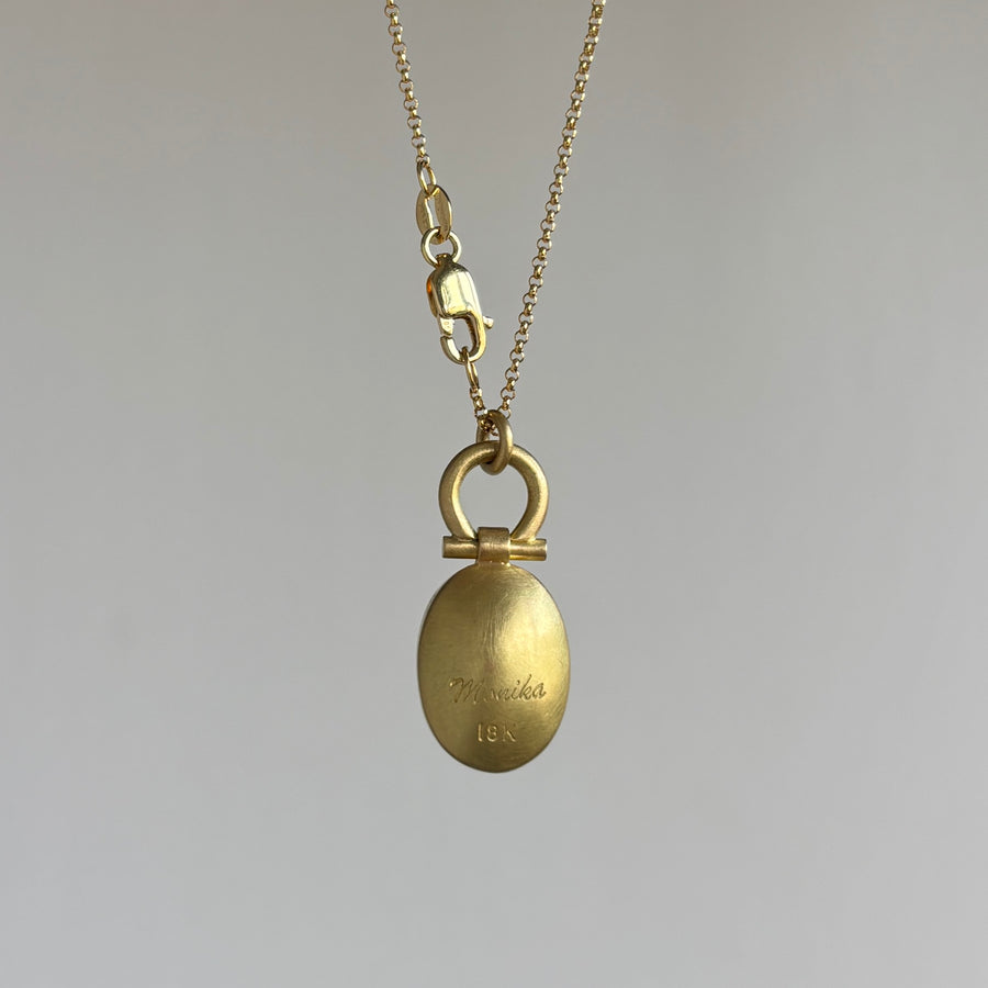 Two-Toned Rose Cut Fire Amethyst Oval Pendant