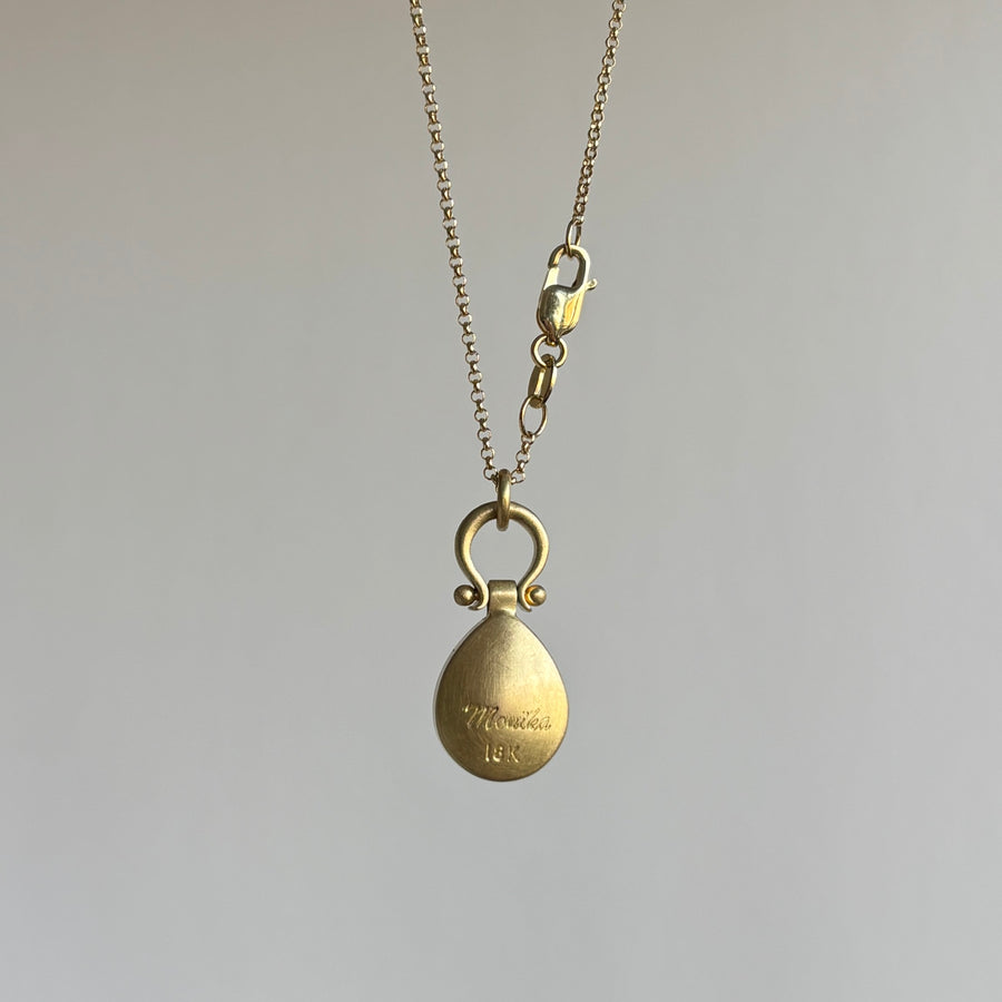 Purple-Brown Cabochon Quartz Teardrop Pendant