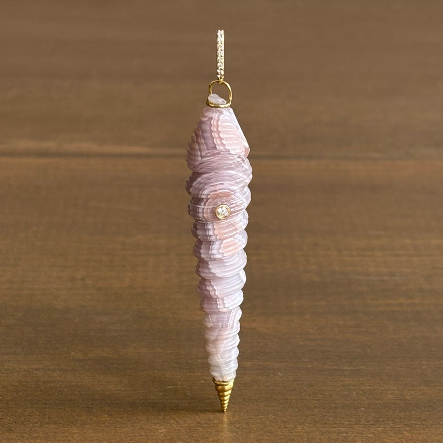 Hand Carved Laguna Agate Auger Shell Pendant
