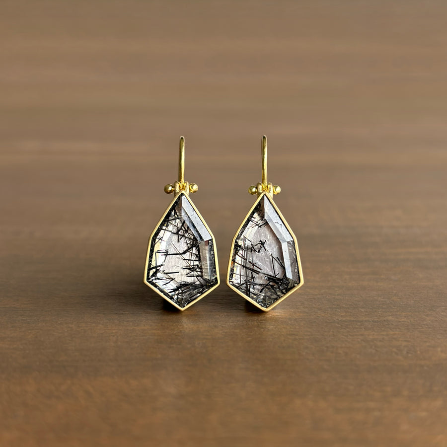 Geometric Tourmalated Quartz Earrings