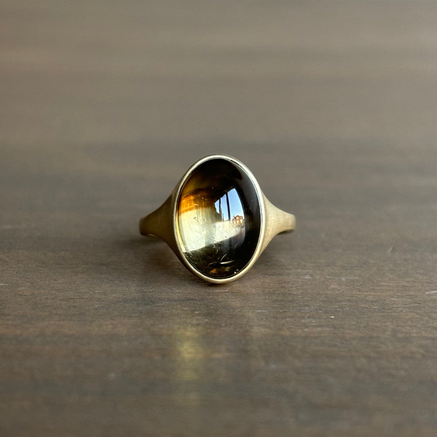 Tawny Brown Tourmaline Cabochon Cast Ring