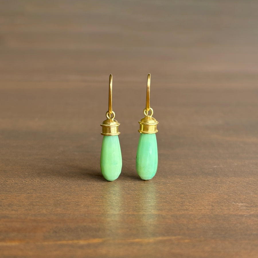 Light Green Chrysoprase Drop Earrings