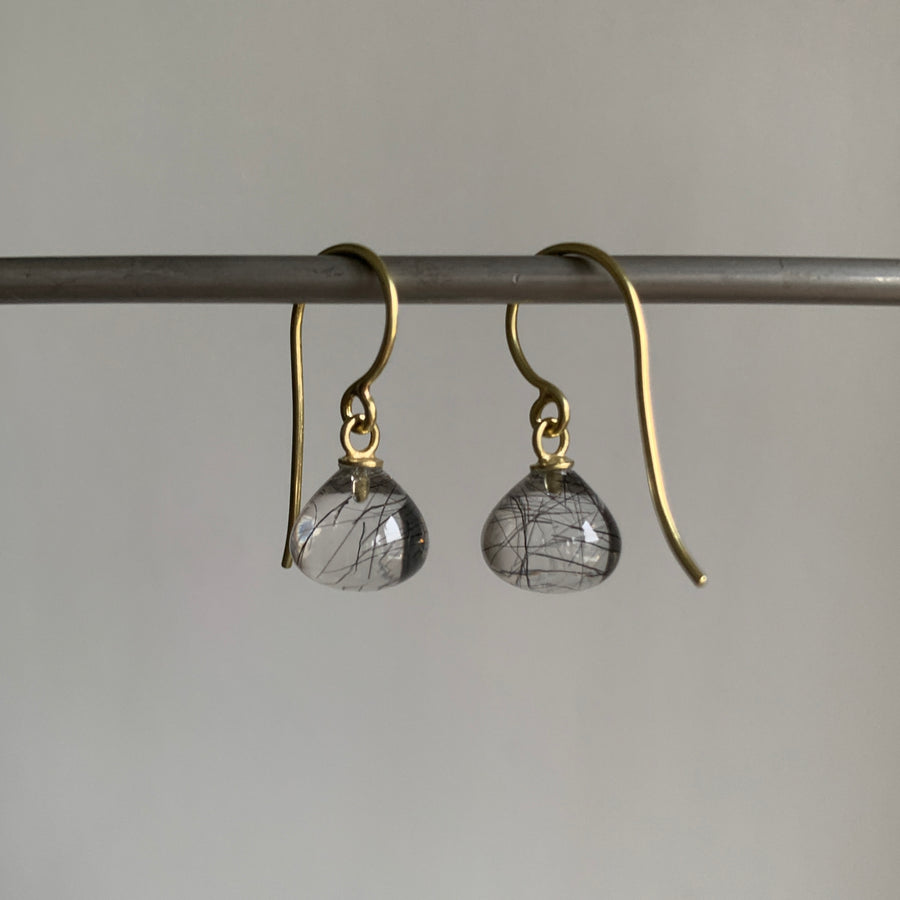 Small Tourmalated Quartz Drop Earrings