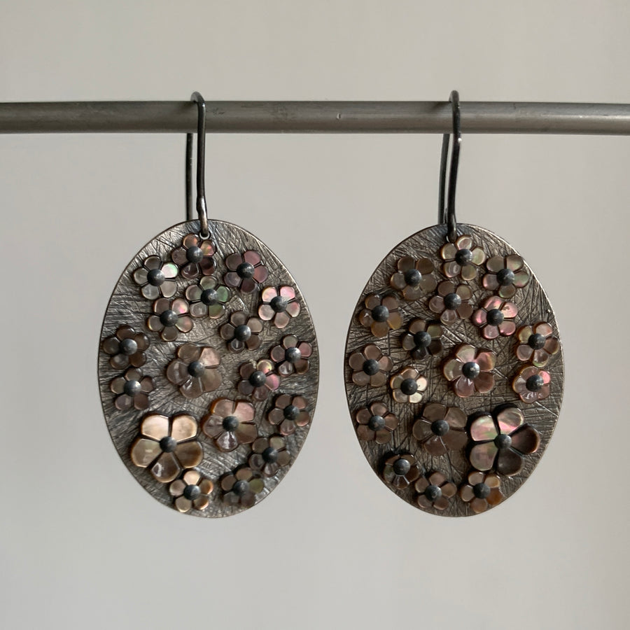 Mother of Pearl Flower Mosaic Earrings