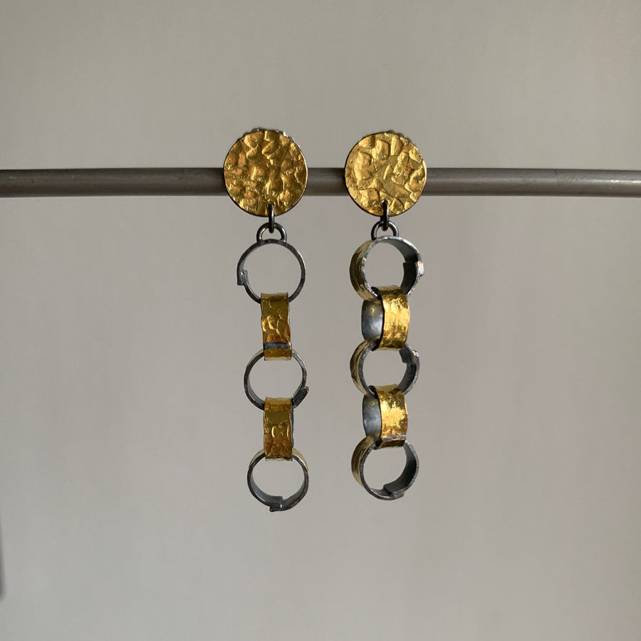 Hammered Link Post Earrings