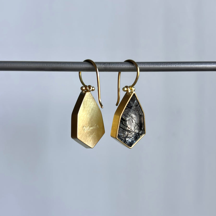 Geometric Tourmalated Quartz Earrings