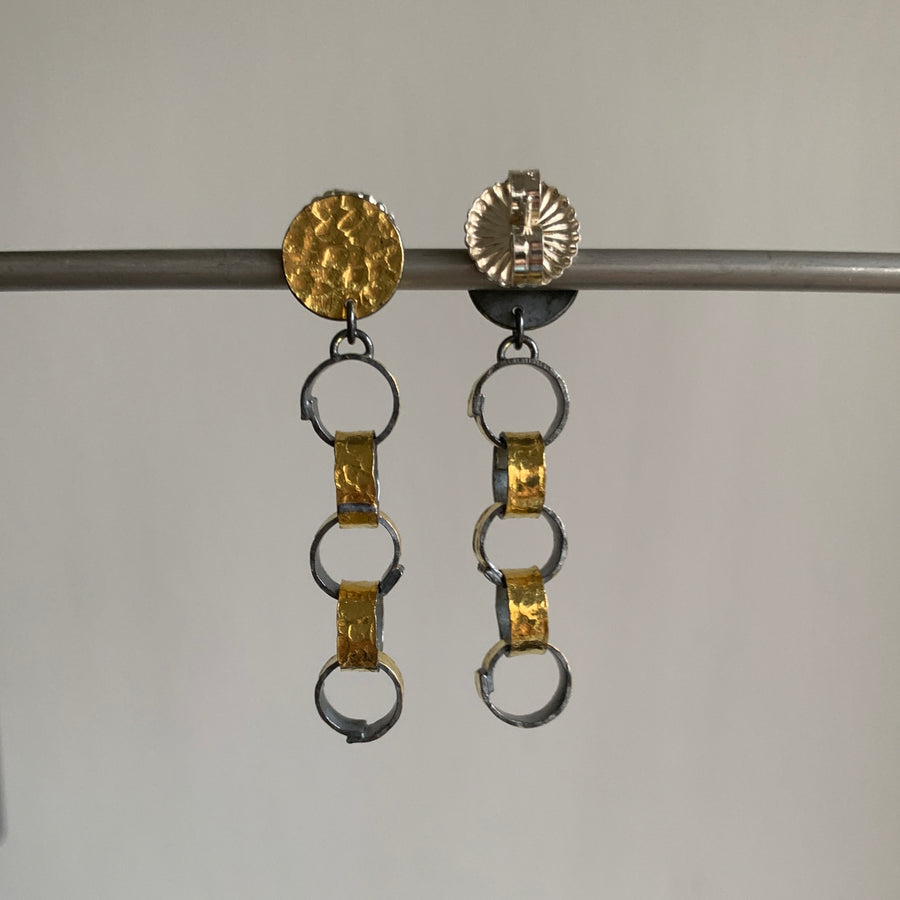 Hammered Link Post Earrings