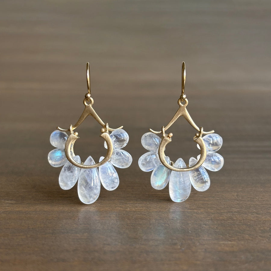 Small Rainbow Moonstone Peacock Earrings