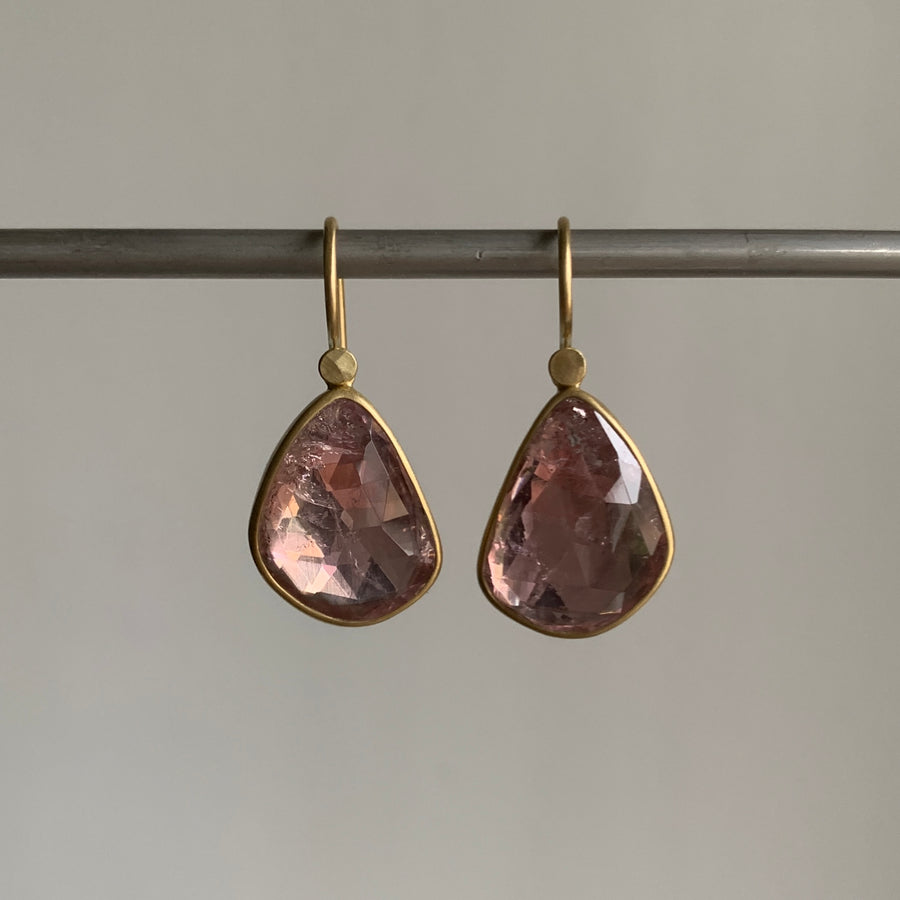Powder Pink Tourmaline Drop Earrings