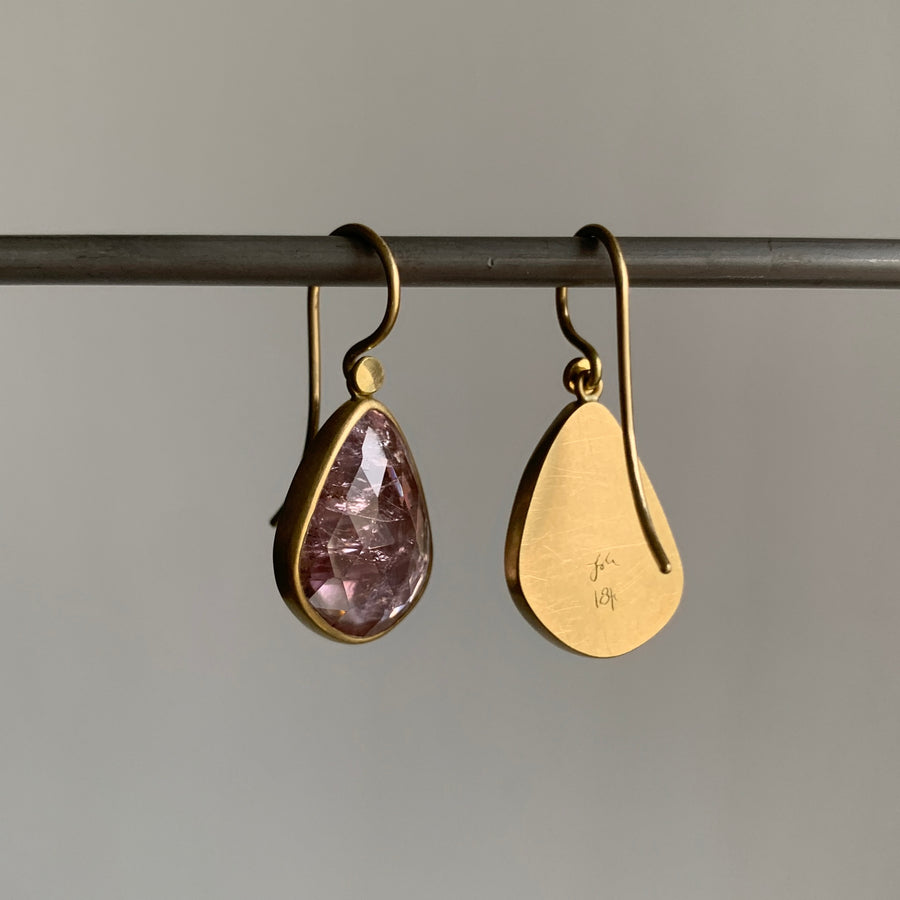 Powder Pink Tourmaline Drop Earrings
