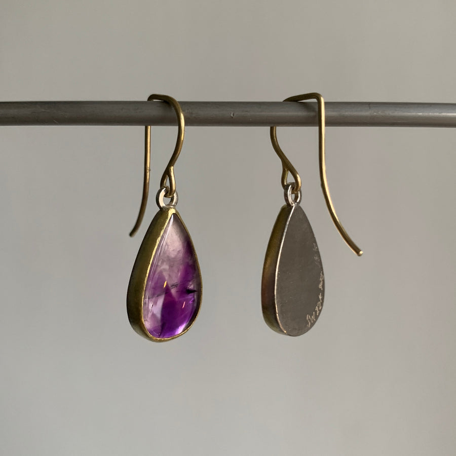 Amethyst Cabochon Drop Earrings