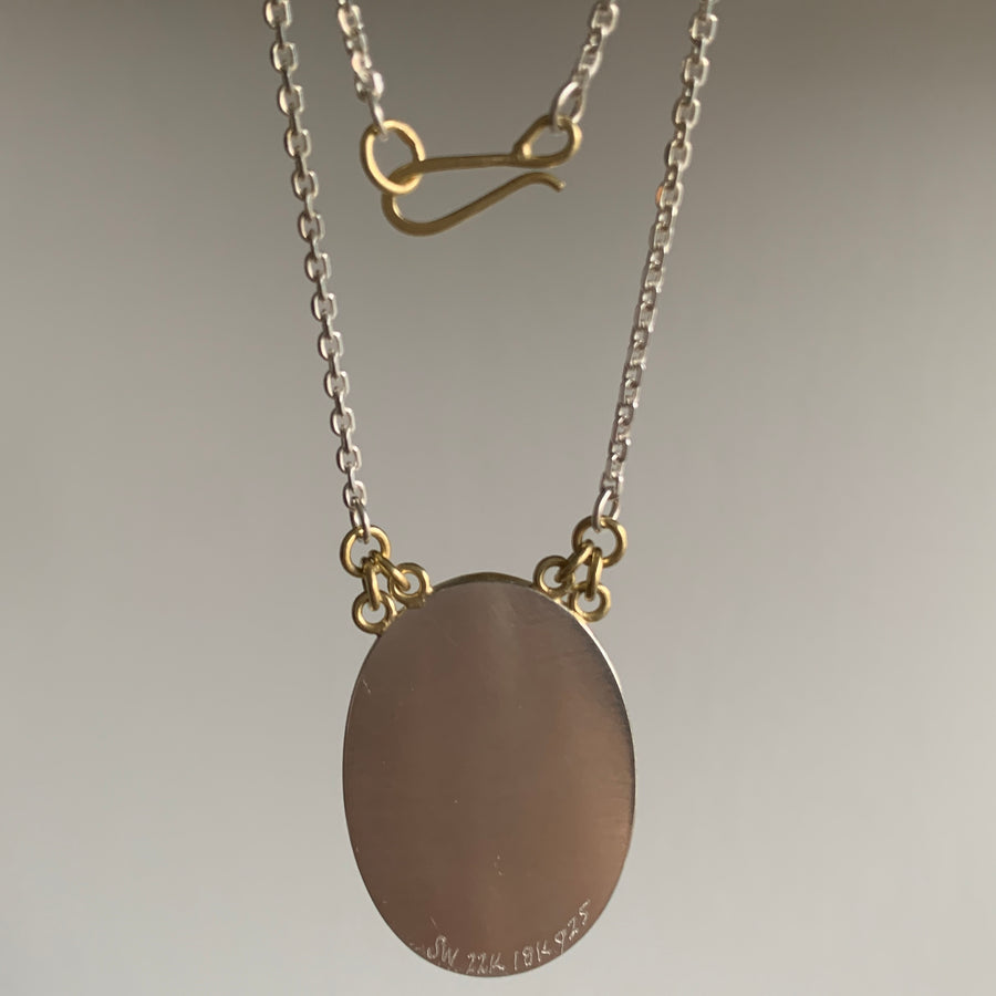 Large Oval Rose Cut Aquamarine Pendant