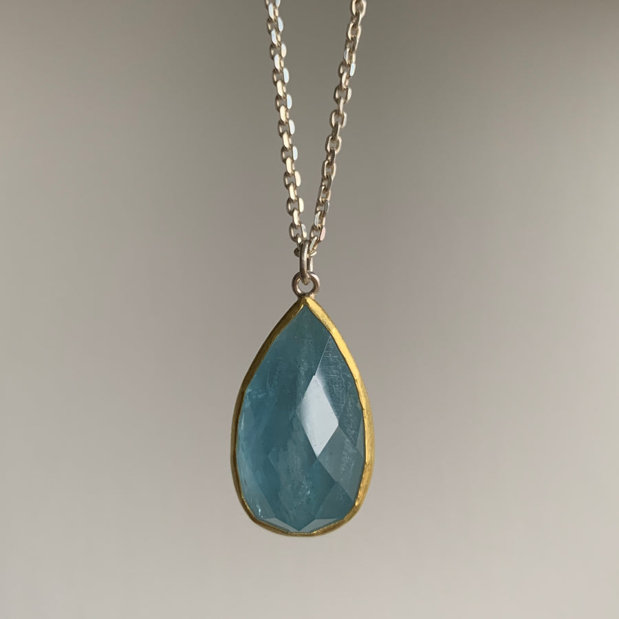 Rose Cut Aquamarine Drop Pendant
