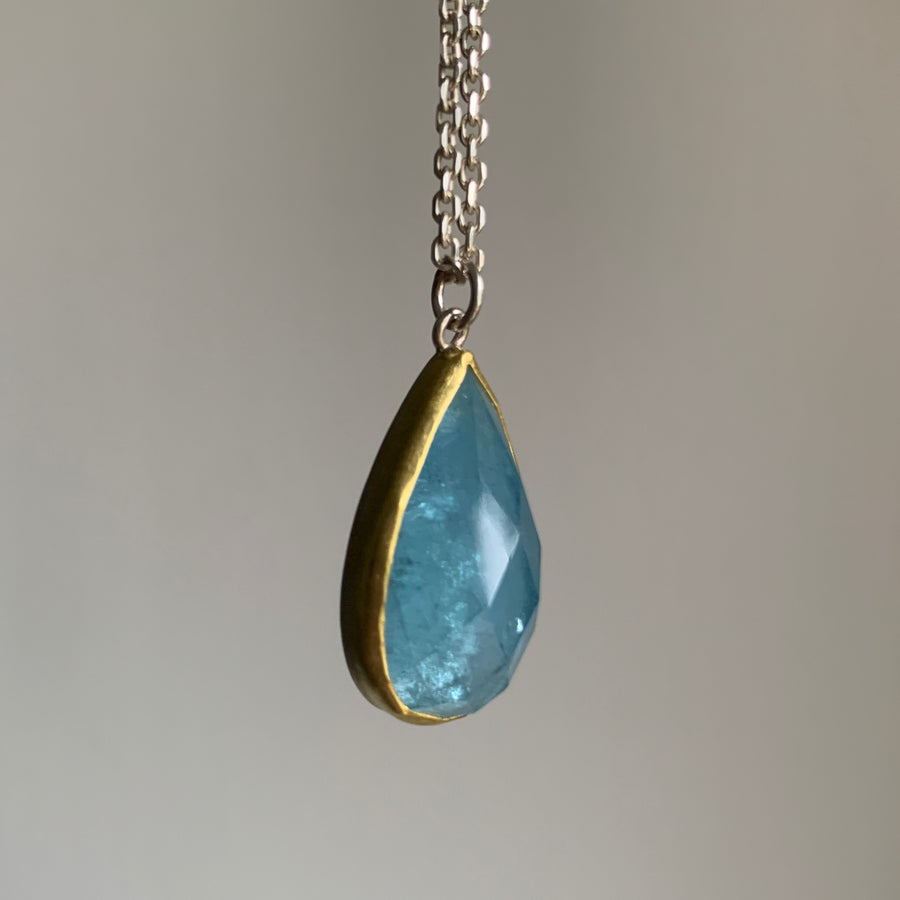 Rose Cut Aquamarine Drop Pendant