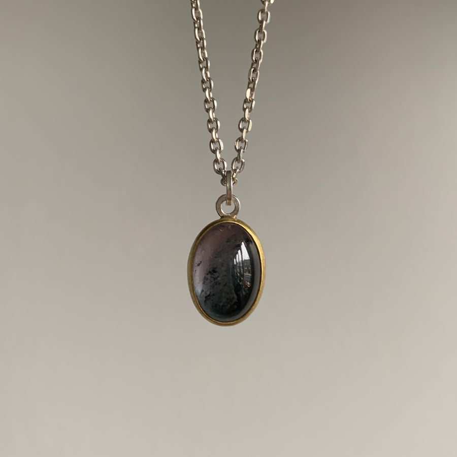 Oval Lavender Ombré Tourmaline Cabochon Pendant