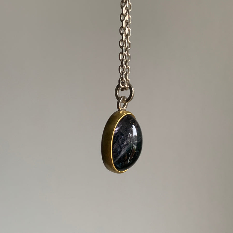 Oval Lavender Ombré Tourmaline Cabochon Pendant