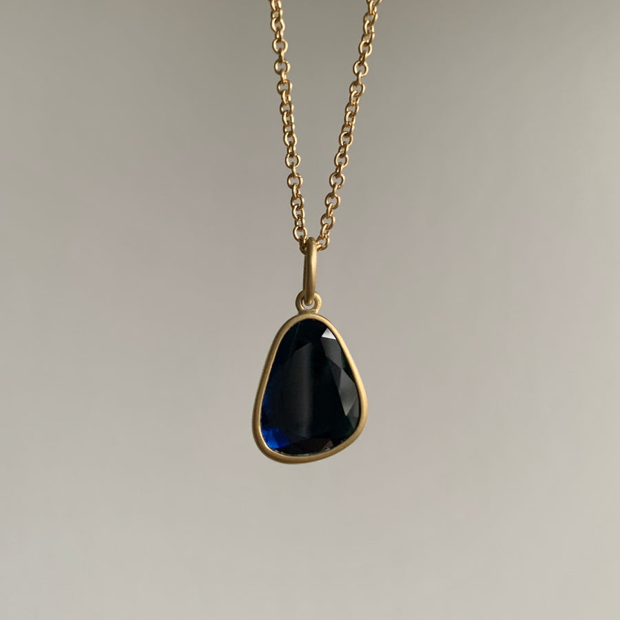 Midnight Blue Sapphire Sequin Pendant