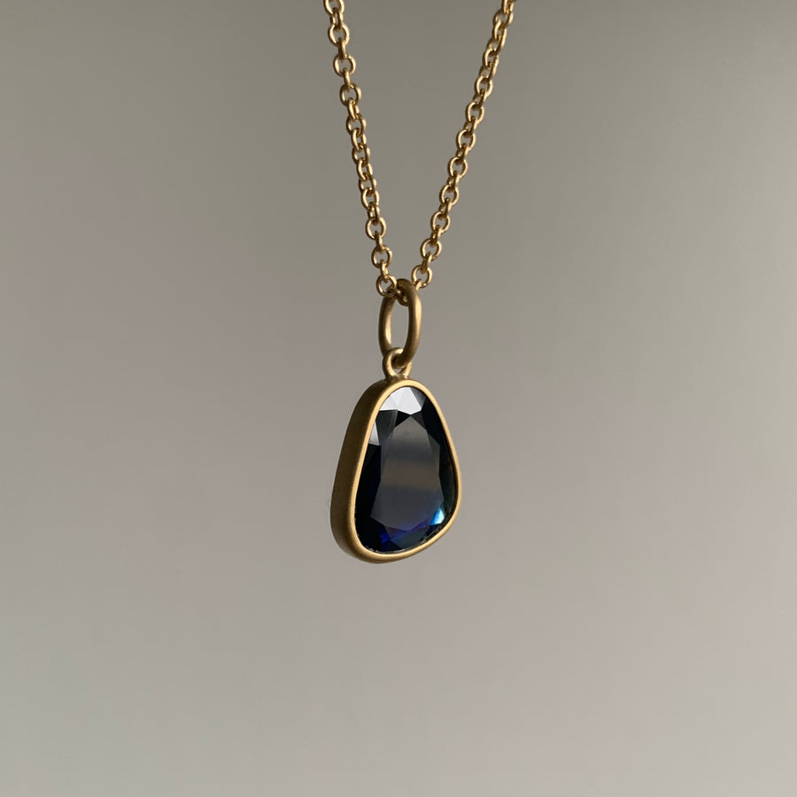 Midnight Blue Sapphire Sequin Pendant