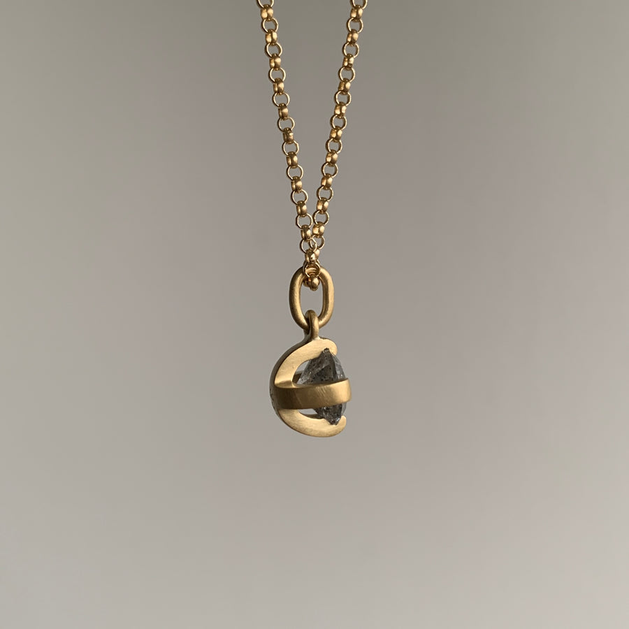 Brilliant Gray Diamond Prong-Set Pendant