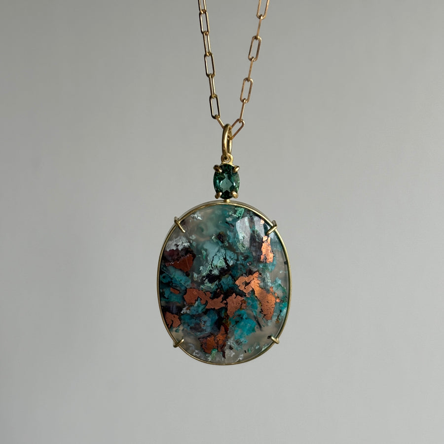 Confetti Chrysocolla & Tourmaline Pendant