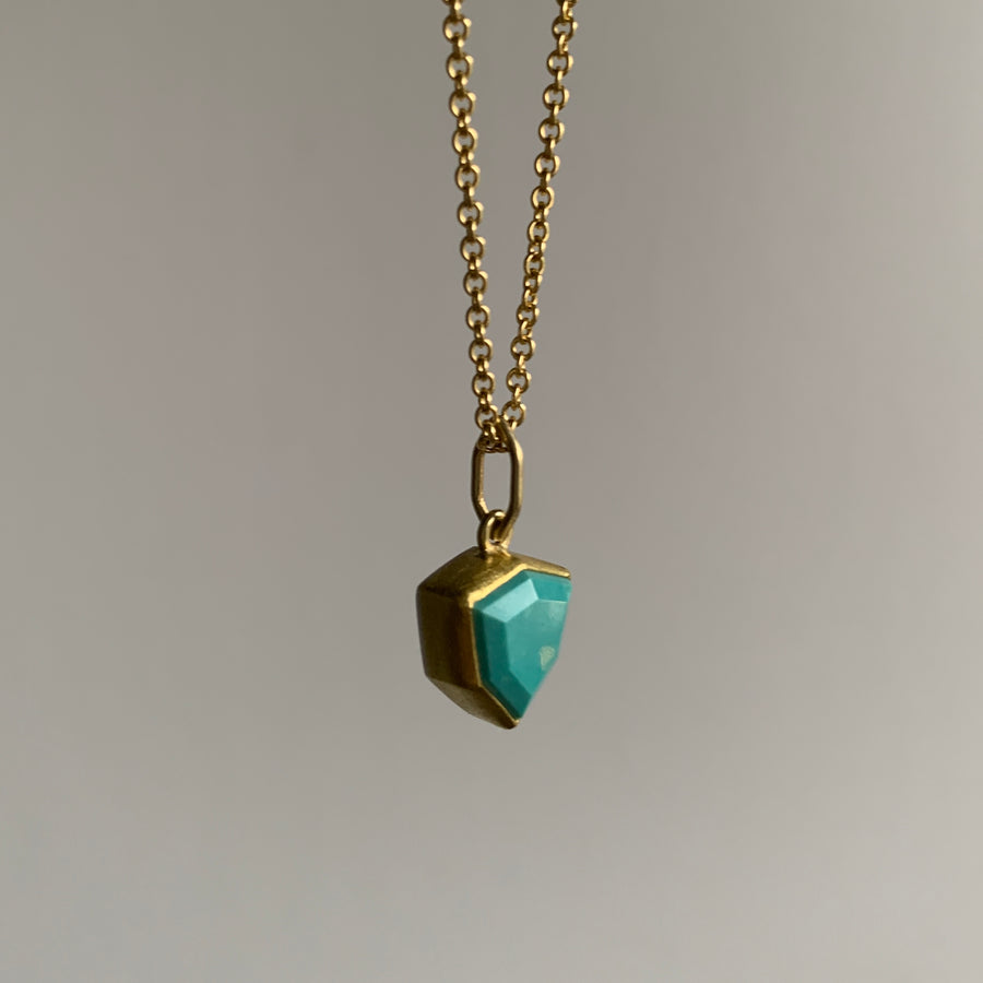 Petite Flying Cloud Turquoise Shield Pendant