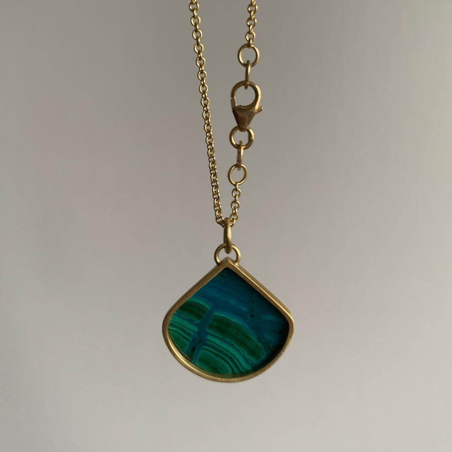 Chrysocolla in Malachite Wide Teardrop Pendant