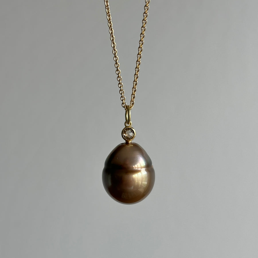 Rose-Sepia Tahitian Pearl Pendant with Diamond