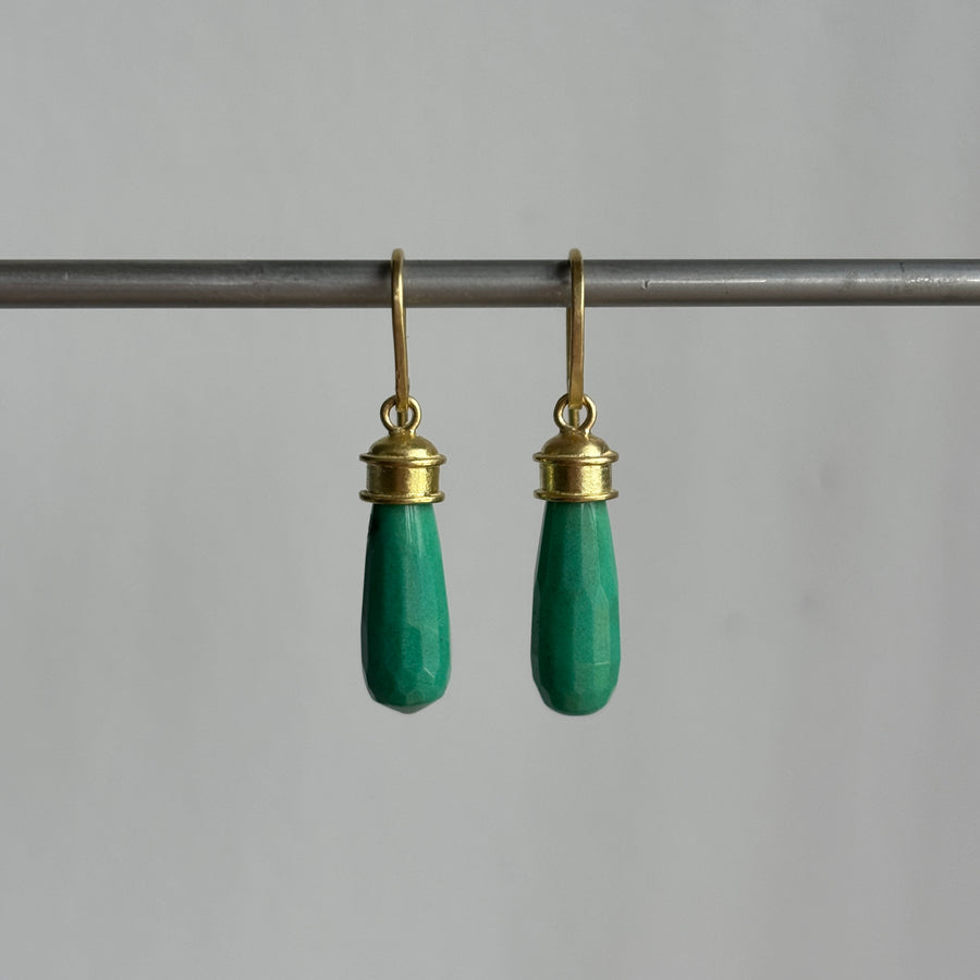 Dark Green Chrysoprase Drop Earrings