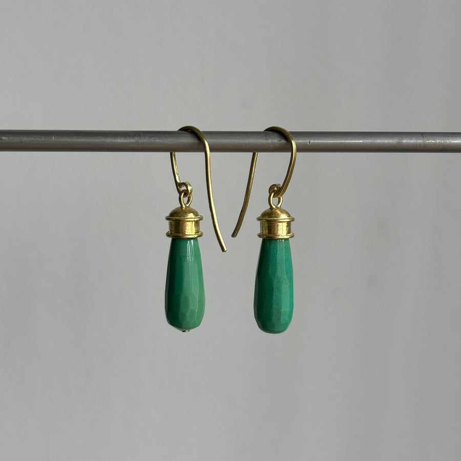 Dark Green Chrysoprase Drop Earrings