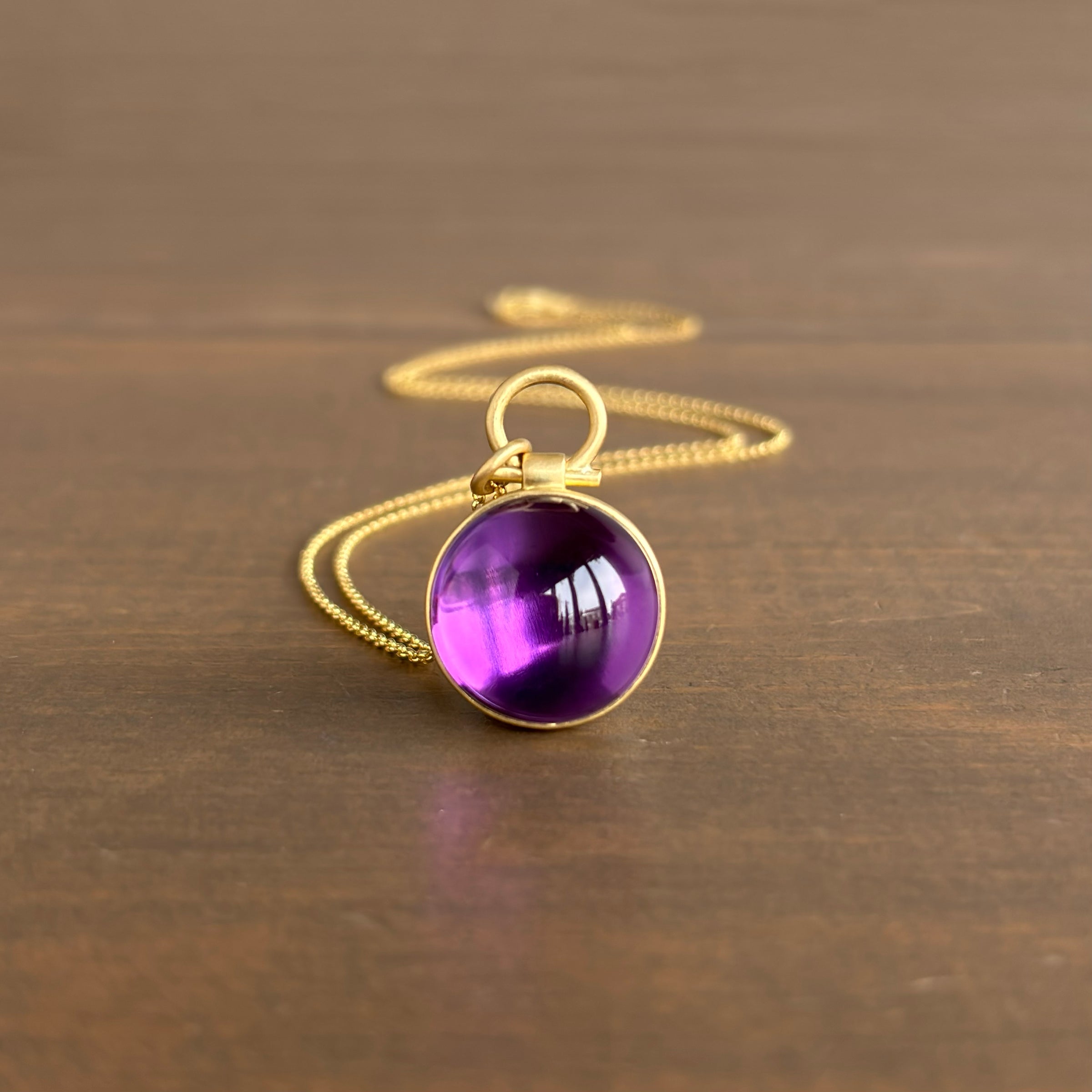 Round Brazilian Amethyst Cabochon Pendant – Meeka Fine Jewelry