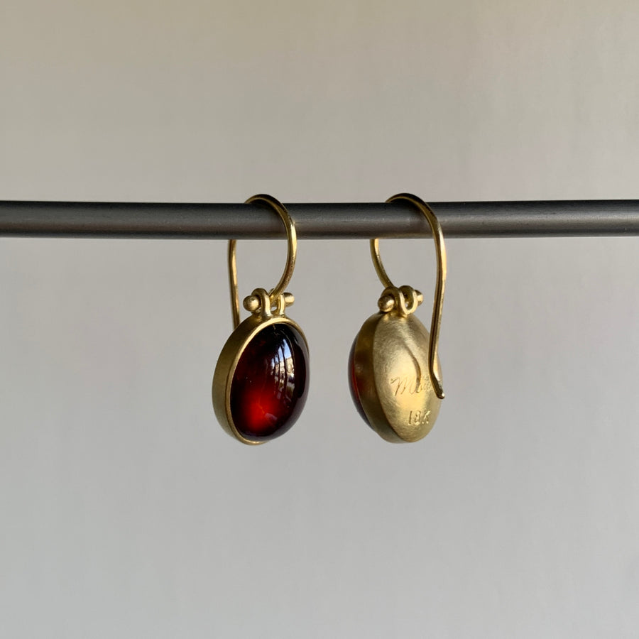 Oval Garnet Cabochon Earrings