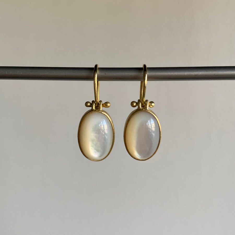 Oval Mother of Pearl Cabochon Earrings