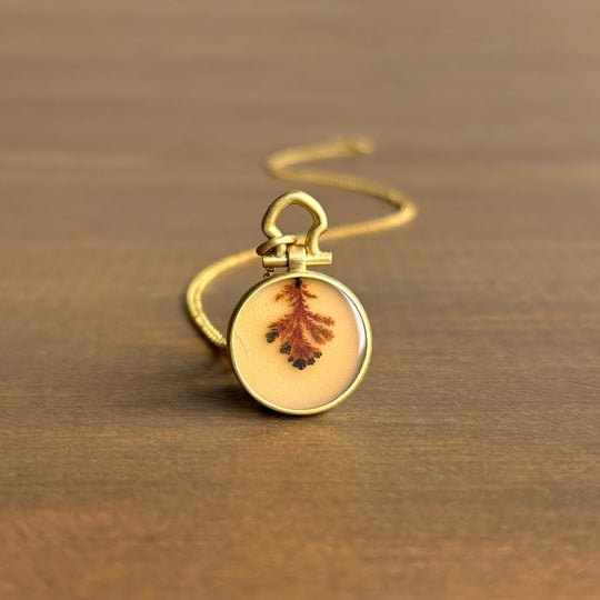 Round Tree Sprout Dendritic Agate Pendant by Monika Krol