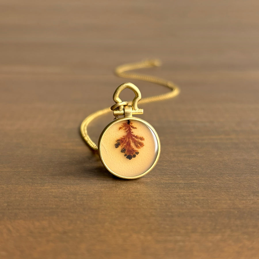 Round Tree Sprout Dendritic Agate Pendant by Monika Krol