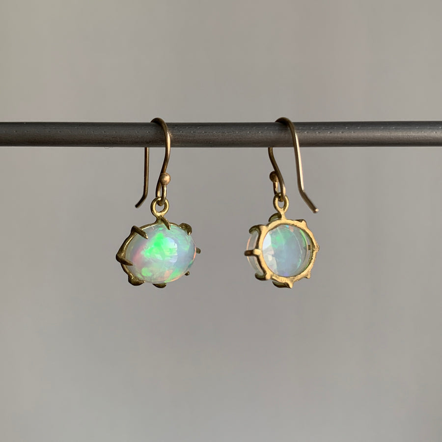 Small Oval Ethiopian Opal Cabochon Earrings