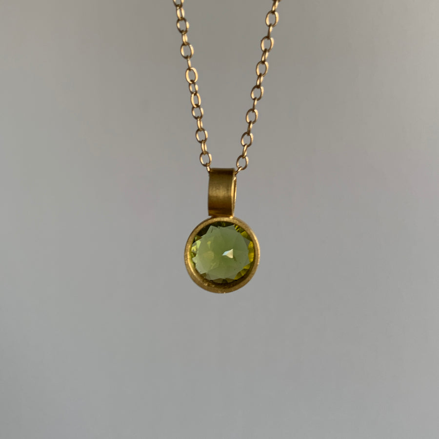Faceted Round Peridot Pendant
