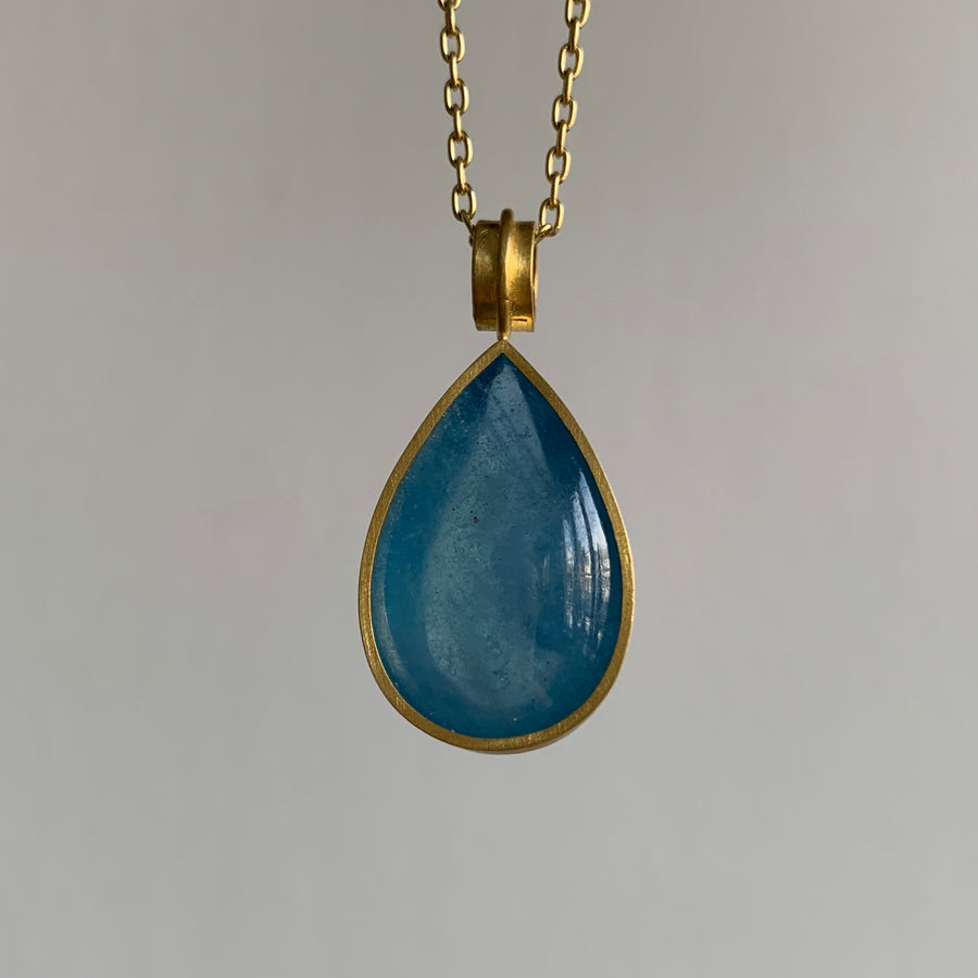 Aquamarine Teardrop Cabochon Pendant