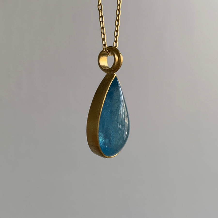 Aquamarine Teardrop Cabochon Pendant