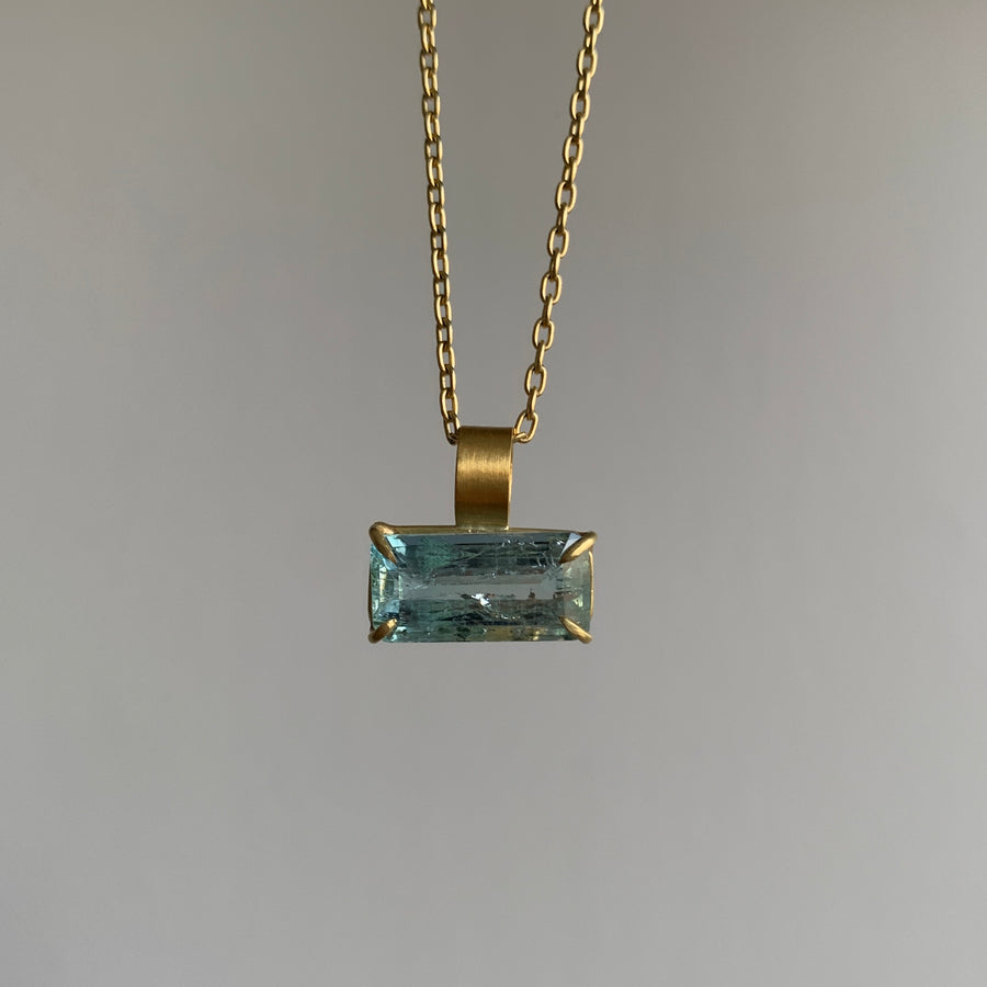 Emerald Cut Aquamarine Pendant