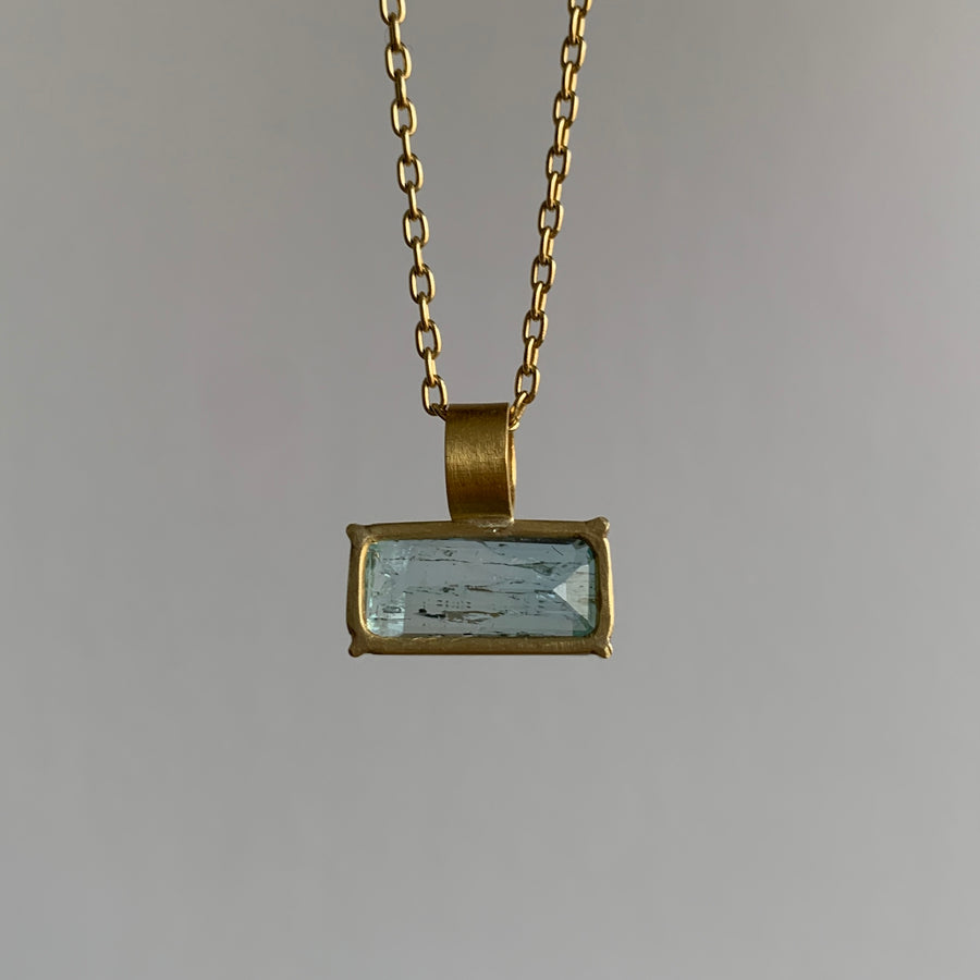 Emerald Cut Aquamarine Pendant