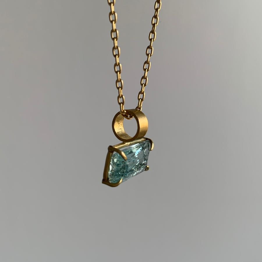 Emerald Cut Aquamarine Pendant