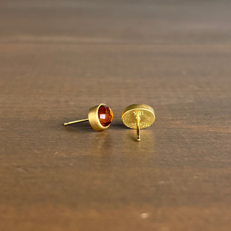 Oval Rose Cut Brazilian Citrine Stud Earrings
